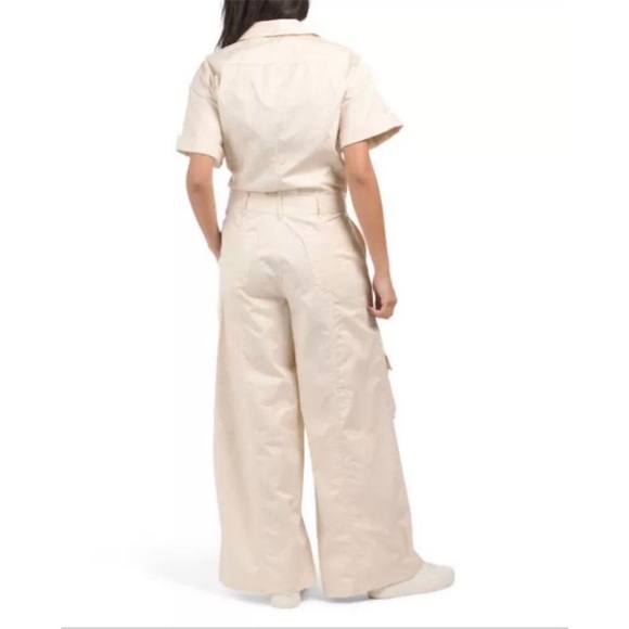 ZARA Cotton Zip Up Cargo/Station Jumpsuit Relaxed Fit Wide Leg NWT - Picture 3 of 11